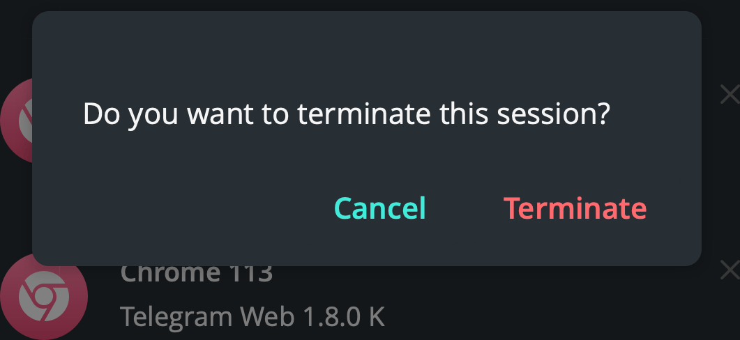 A screenshot that reads 'Do you want to terminate this session?'