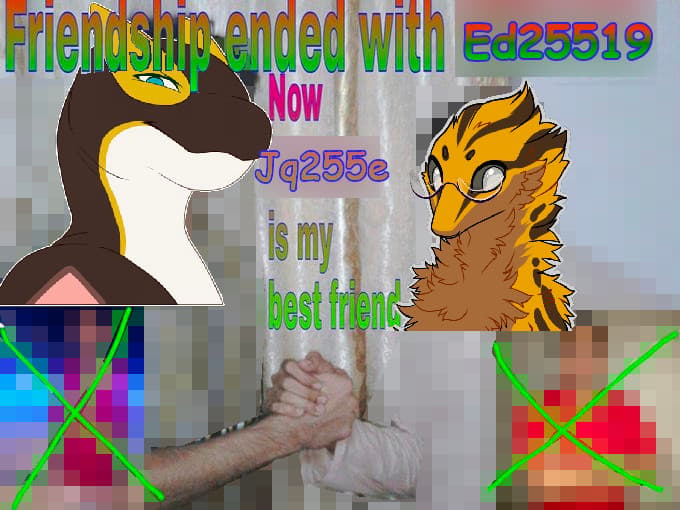 Friendship ended meme with Cendyne and Jacobi (the characters) where it says j q 255 e is my best friend. The joke here is that jq255e uses jacobi quatrics and the fluffy character Jacobi represents the algorithm.