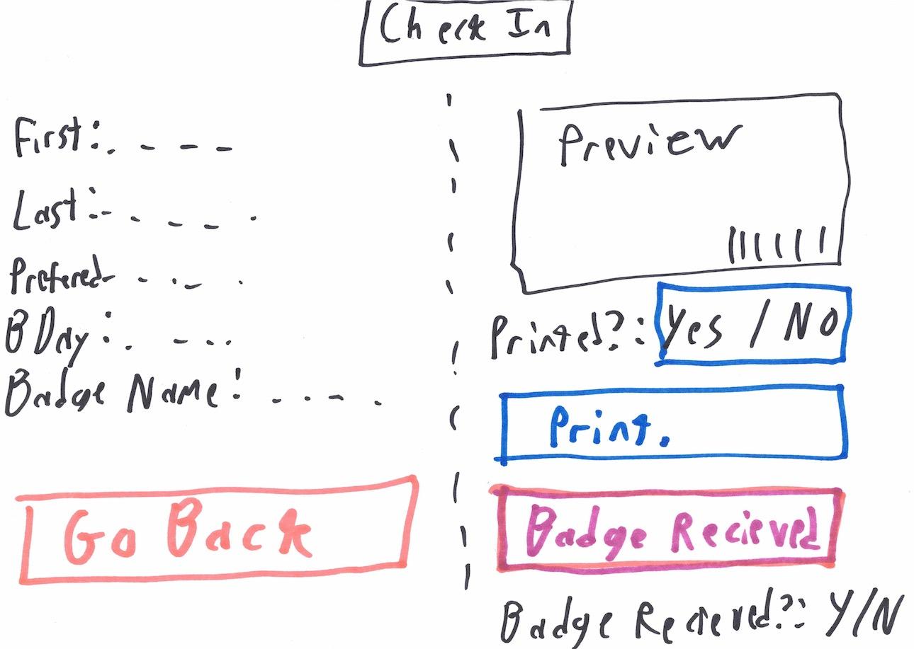 Mock up of a confirm page with a badge preview and identifying details