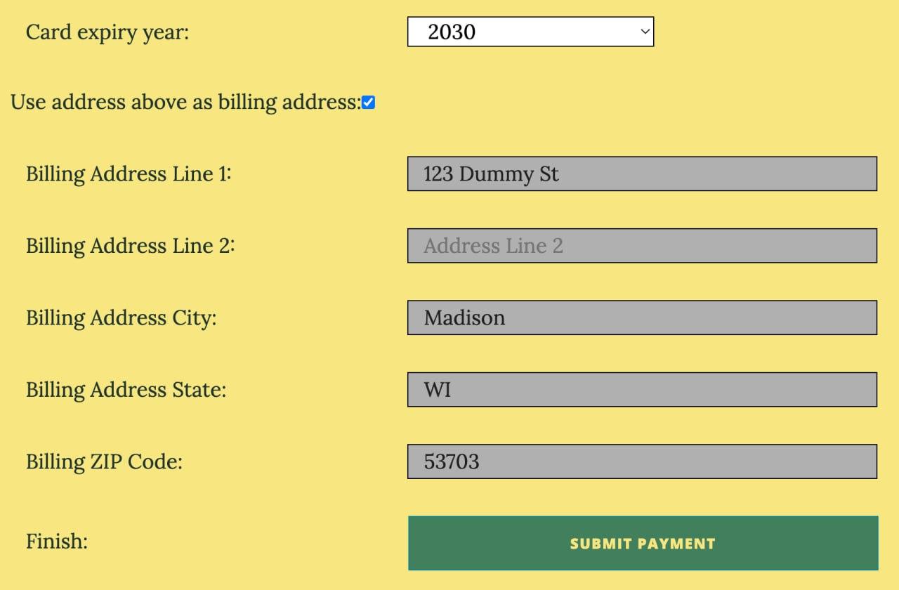 A legacy form where fields looked antiquated