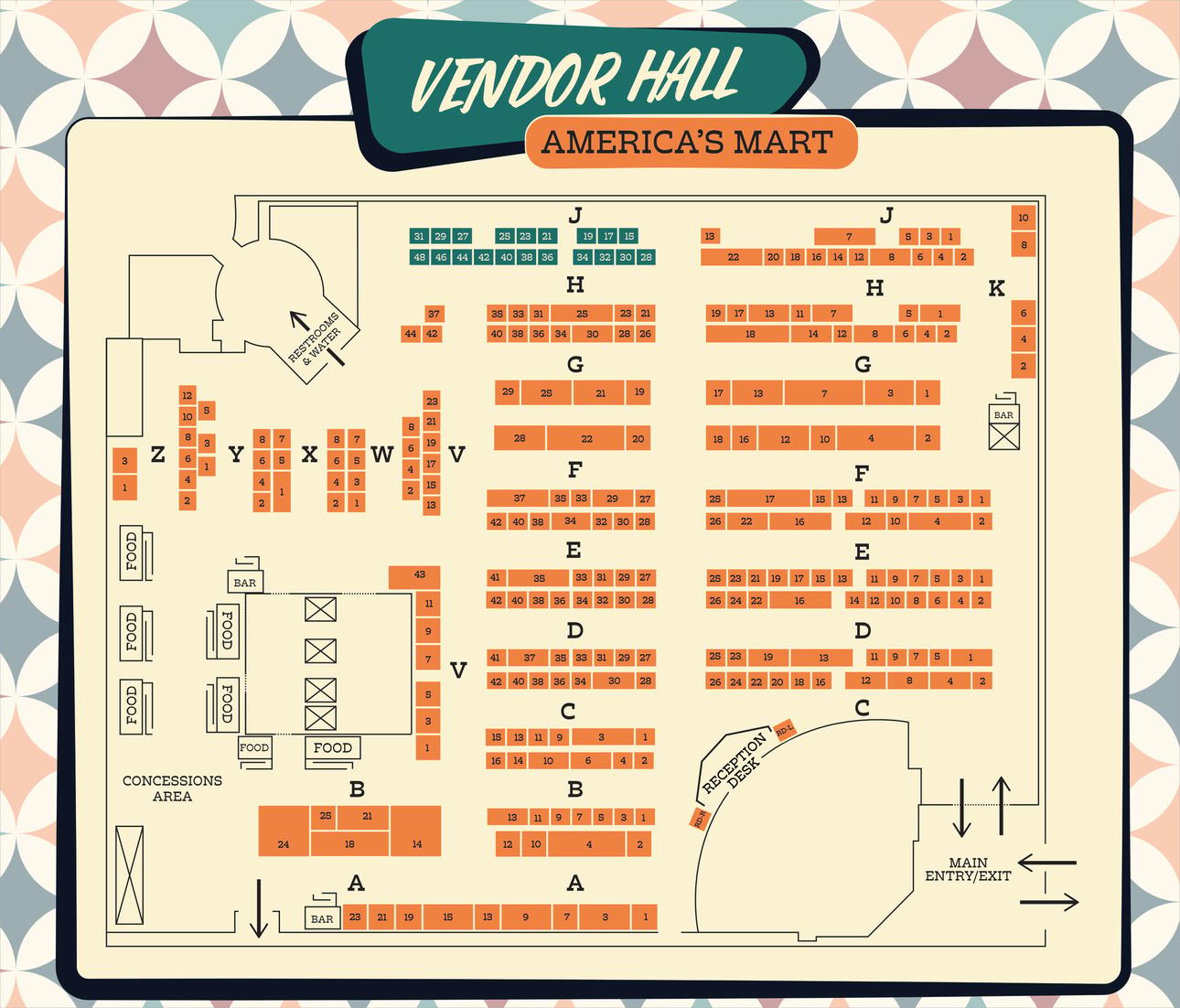 A map of the vendor hall at FWA
