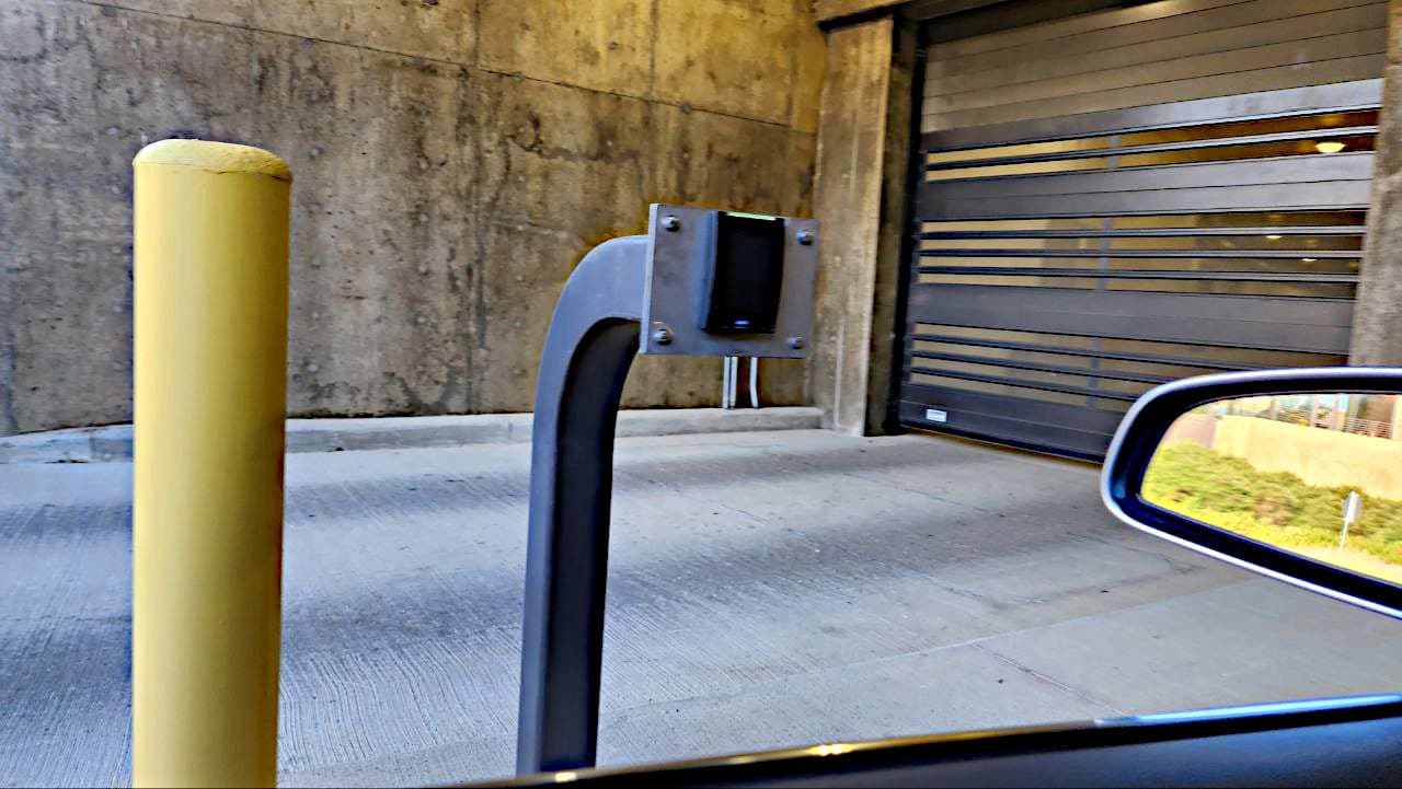 An example badge scanner that unlocks a garage door. It uses OSDP.
