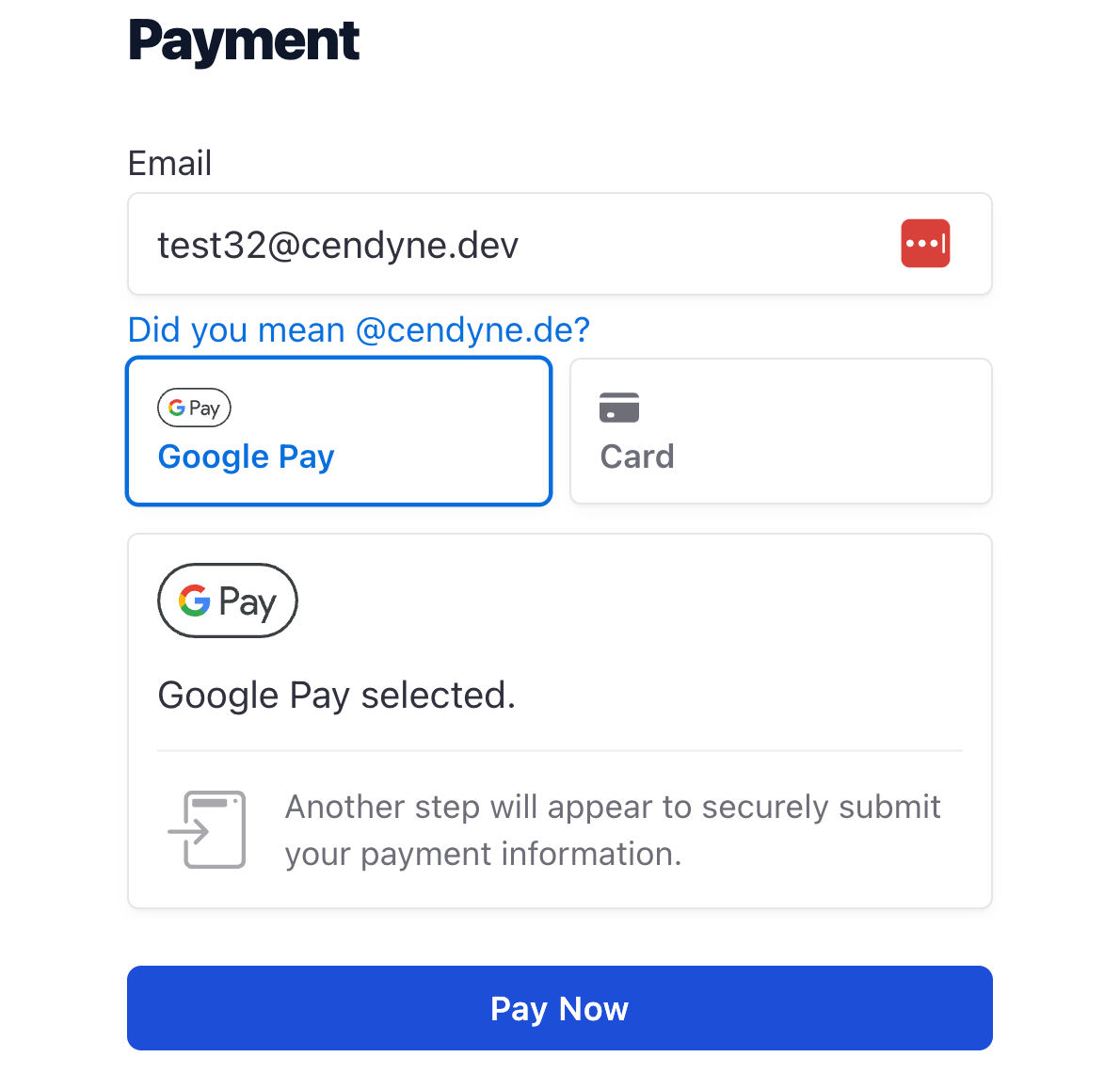 Google Pay is selected