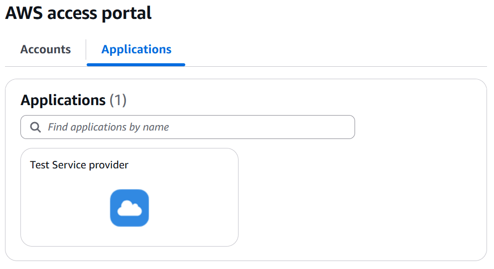 A screenshot of AWS Identity Center's SSO with a custom application
