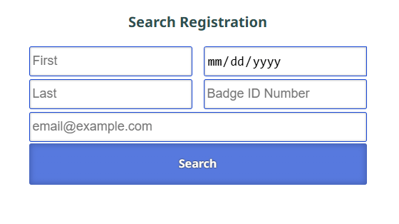 A search form for attendees