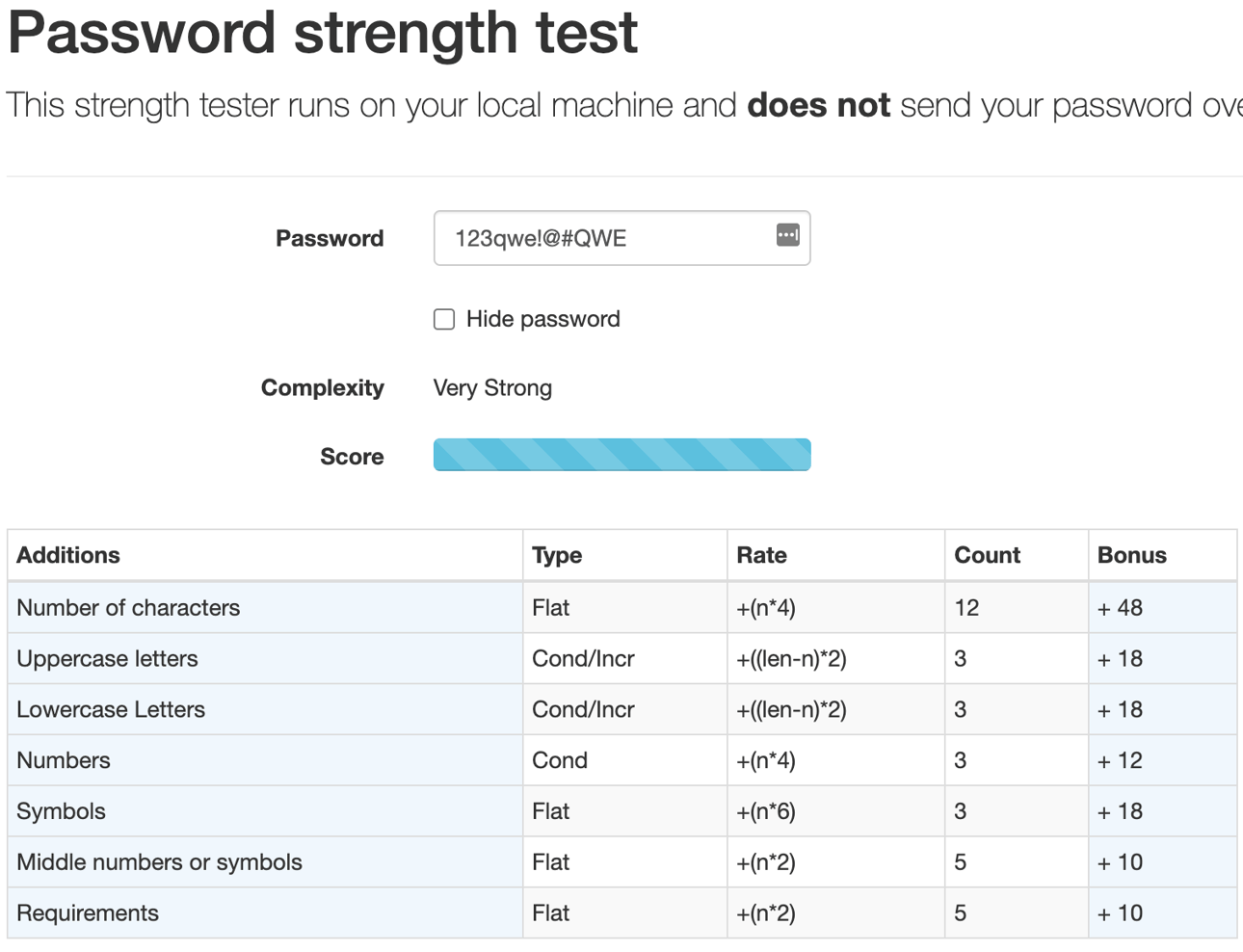 Password meter for '123qwe!@#QWE'