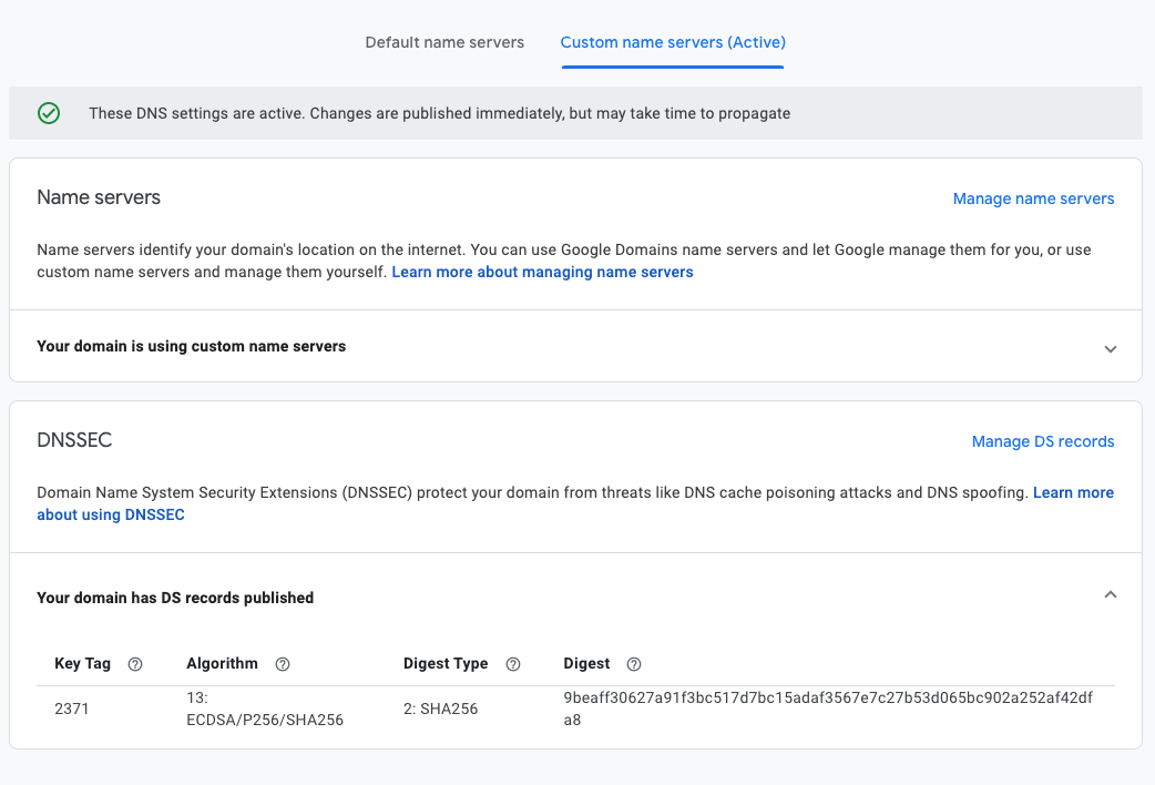 Registrar DNSSEC settings