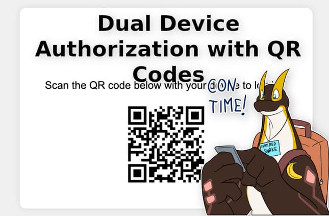 Intro image with "Dual Device Authorization with QR codes"