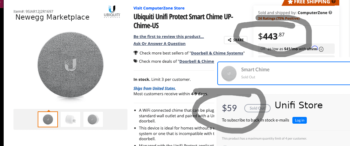 overpriced unifi door bell chime