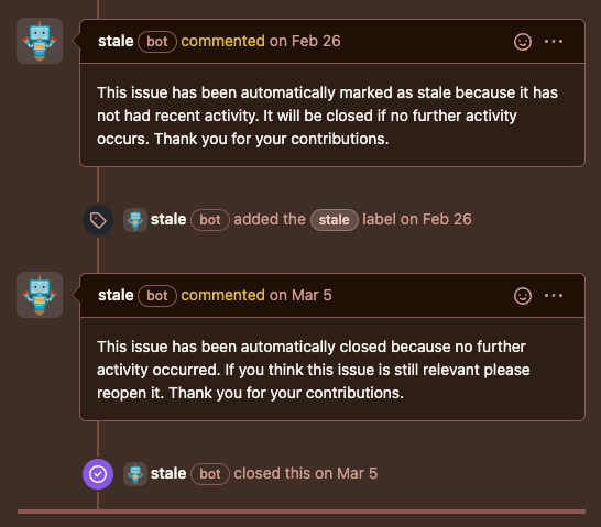 Bot closes an issue